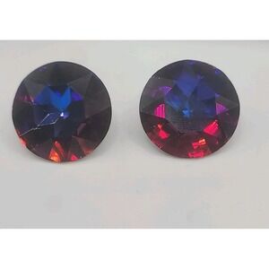 Vintage Statement Earrings Showstoppers Holographic Pierced Purple Blue Pink